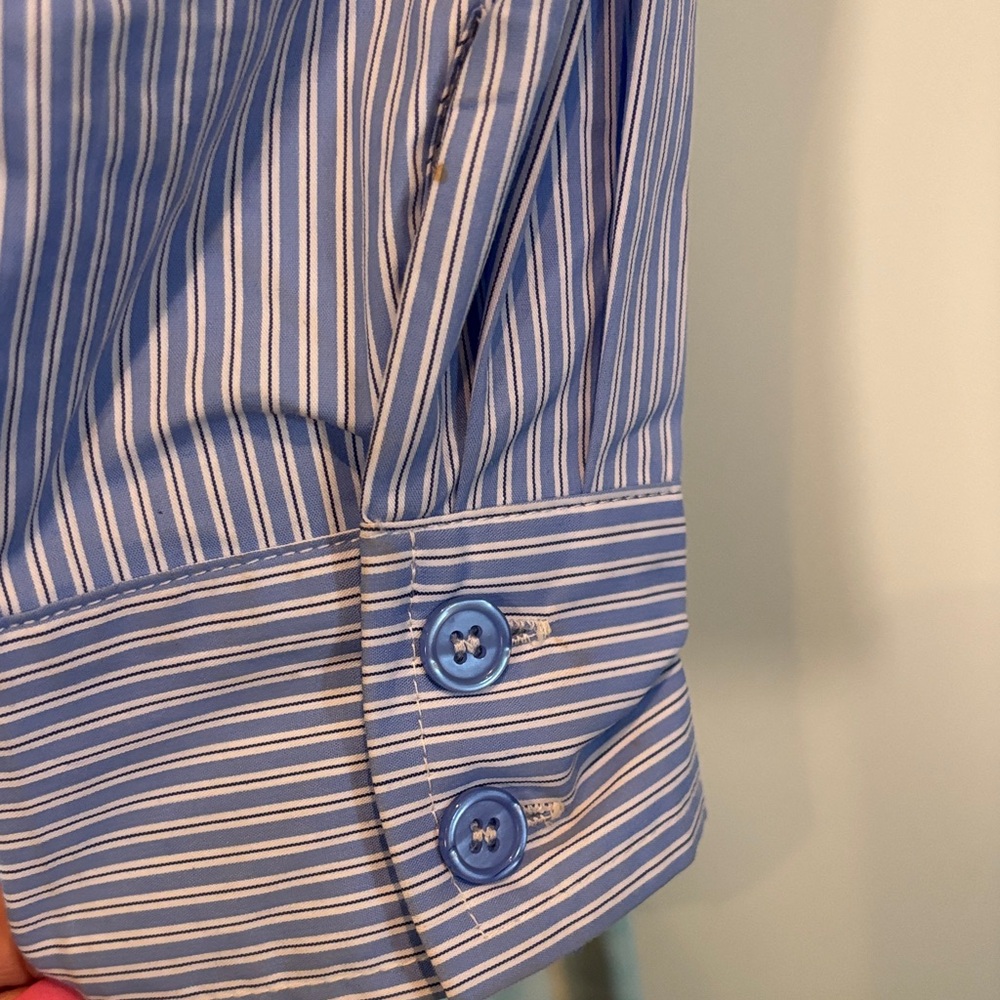 Button-Front Maxi Shirt Dress - Blue Stripe - Picture 3 of 5